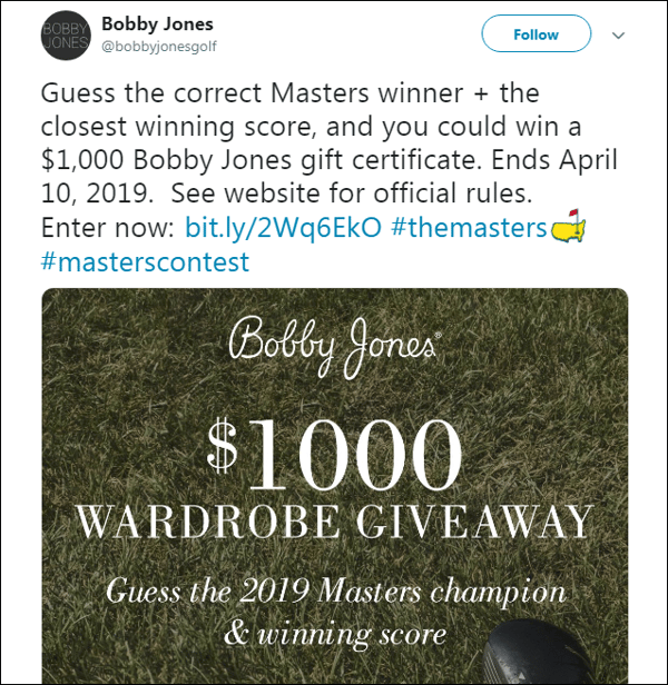 Bobby Jones golf giveaway